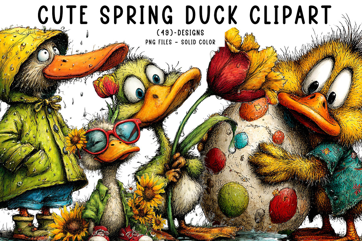 Cute spring duck clipart, an Illustration by CreationArt (Photo 1 of 7)