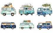 Watercolor Camping Van Clipart, an Illustration by Daily.Designs (Thumbnail 5 of 5)