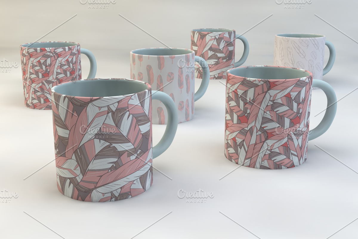 Seamless patterns with feathers preview 6