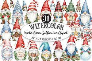 Winter Gnome Sublimation Clipart, an Illustration by Designking