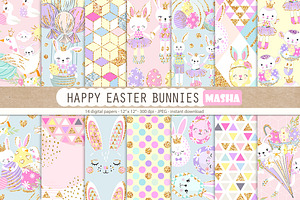 HAPPY EASTER BUNNIES Digital Papers