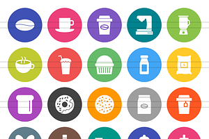 90 Coffee & Cafe Filled Round Icons