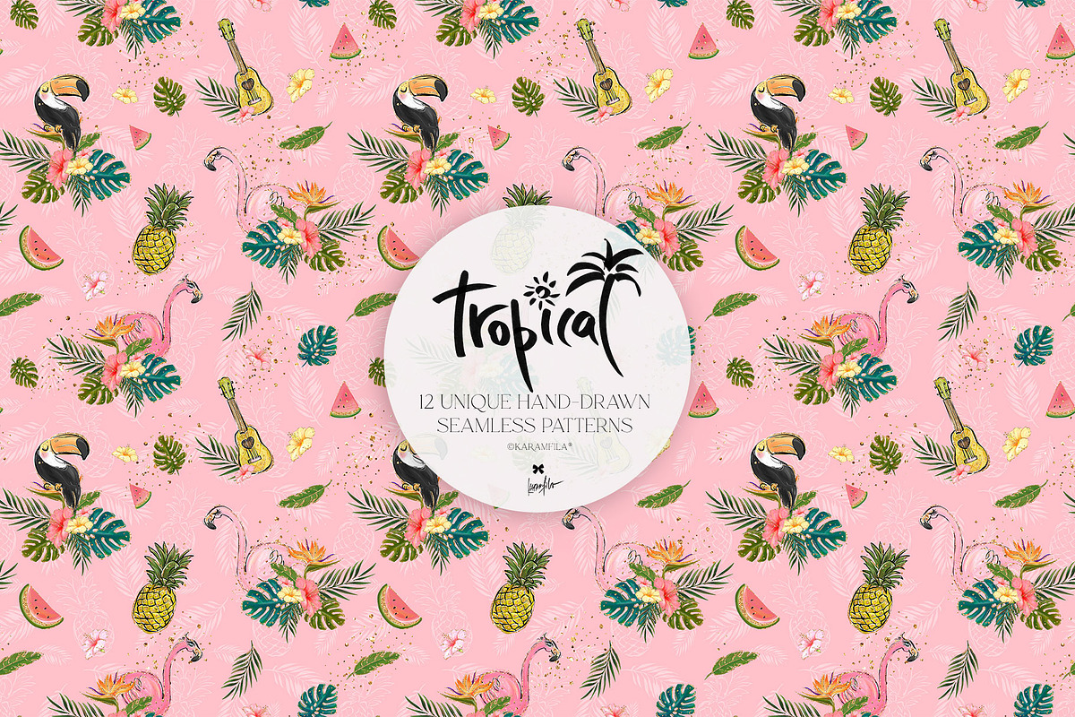 Hawaii Tropical Seamless Patterns, a Pattern Graphic by KaramfilaS (Photo 13 of 17)