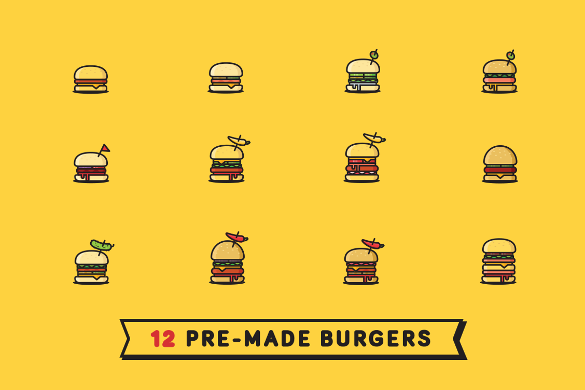 Hamburger Builder, a Food Illustration by S4 Shop (Photo 3 of 4)