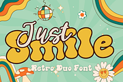 Just Smile is a stylish retro duo fo, a Handwritten Font by Brown Cupple (Thumbnail 1 of 8)