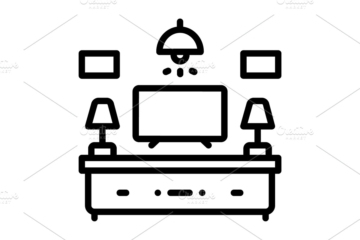Furnished equipped black icon, an Outline Icon by Creative priyanka