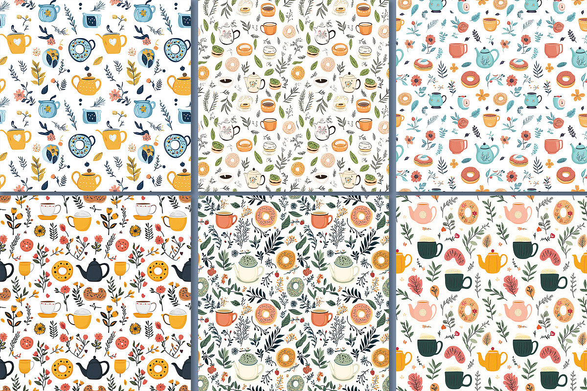 Tea and sweet seamless patterns, a Pattern Graphic by AnastasiyaOleynik (Photo 6 of 7)