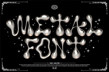 Liquid CHROME metal Y2K font, a Handwritten Font by BonkiStudio