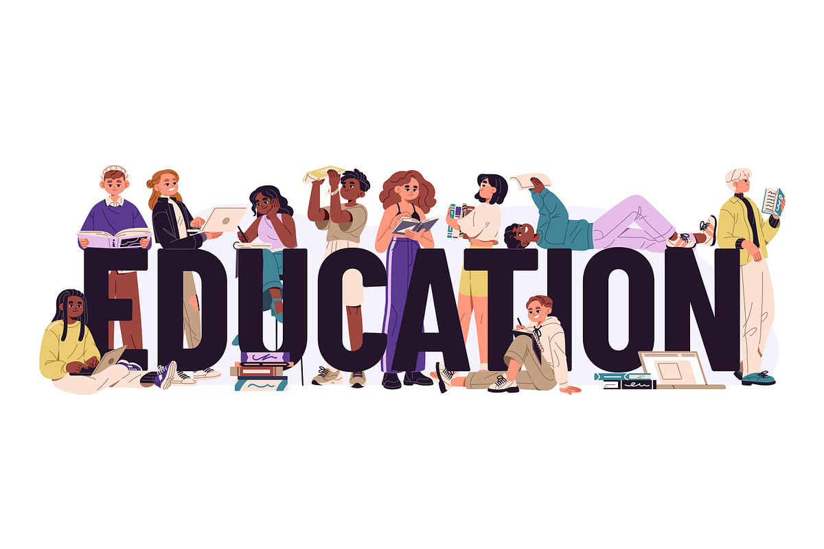 Students, school education concept, an Education Illustration by PaperTrident