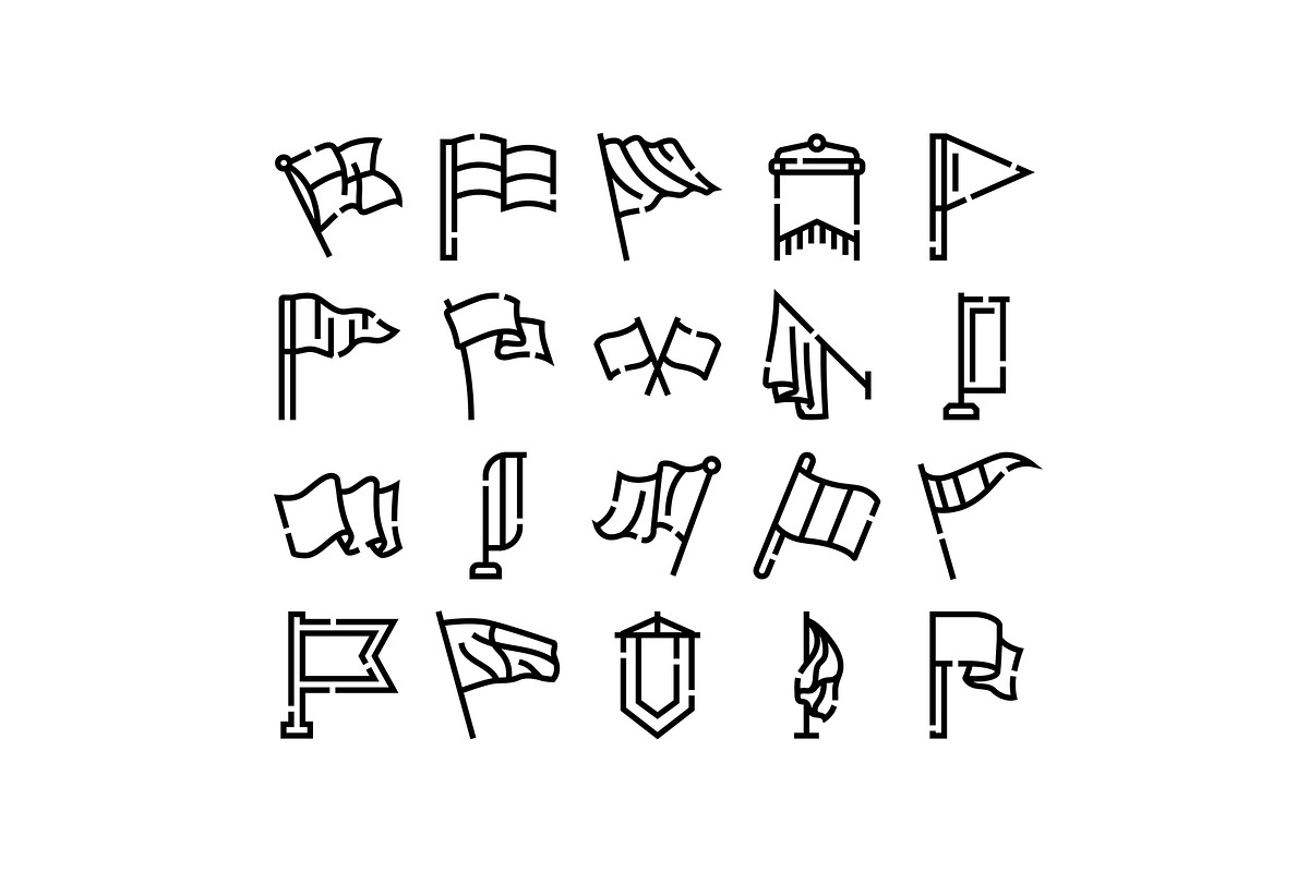 Flag outline icons set waving, an Object Graphic by pikepicture (Photo 1 of 3)