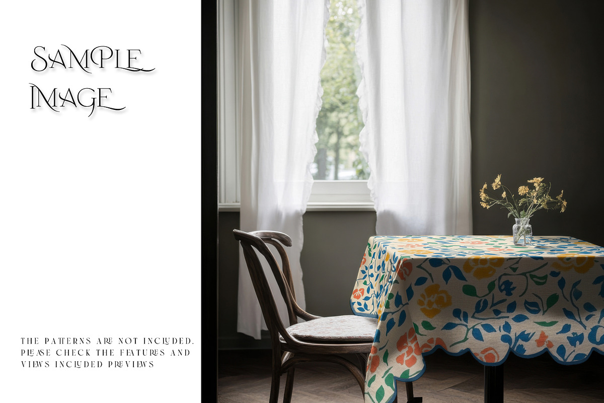 Square Scalloped Tablecloths, a Household Mockup by mock-ups (Photo 7 of 9)