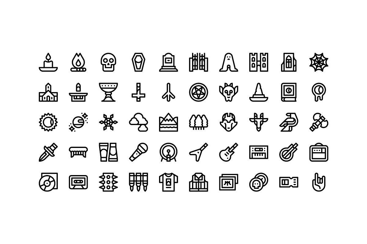 50 Black Metal Icons, an Outline Icon by Side Project (Photo 2 of 8)