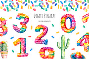 Watercolor 0-9 digits pinata clipart, an Object Illustration by Art and Funny (Thumbnail 1 of 9)