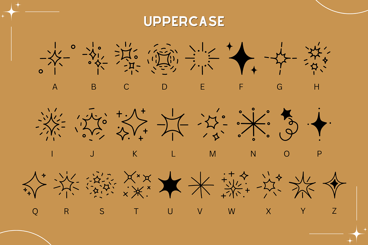 Glitter | Dingbats Font, a Font by BAMBIN (Photo 7 of 8)