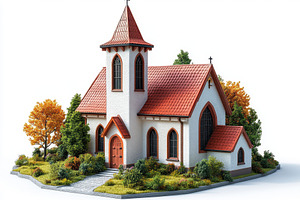 Charming small church surrounded by, a Photo by Tanuart