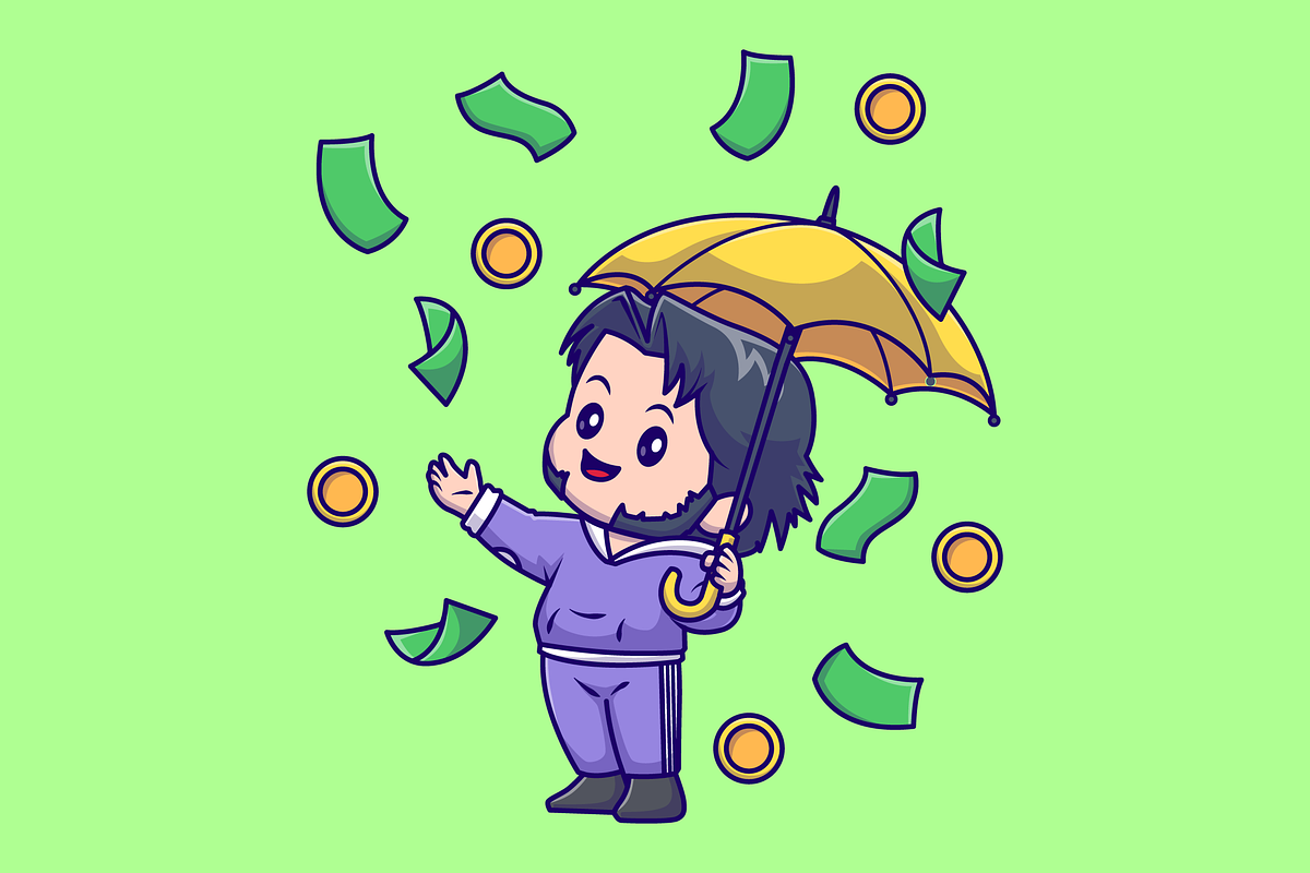 Cute Rich Man Holding Umbrella, a Person Illustration by Catalyst Labs