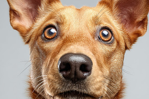 Close-up portrait of an alert brown dog with large ears and expr, an Animal Photo by Ales Munt