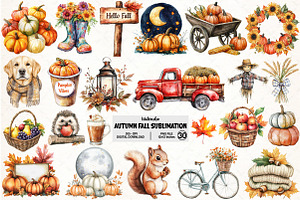 Autumn Fall Sublimation Clipart, an Illustration by Pixels.Craft