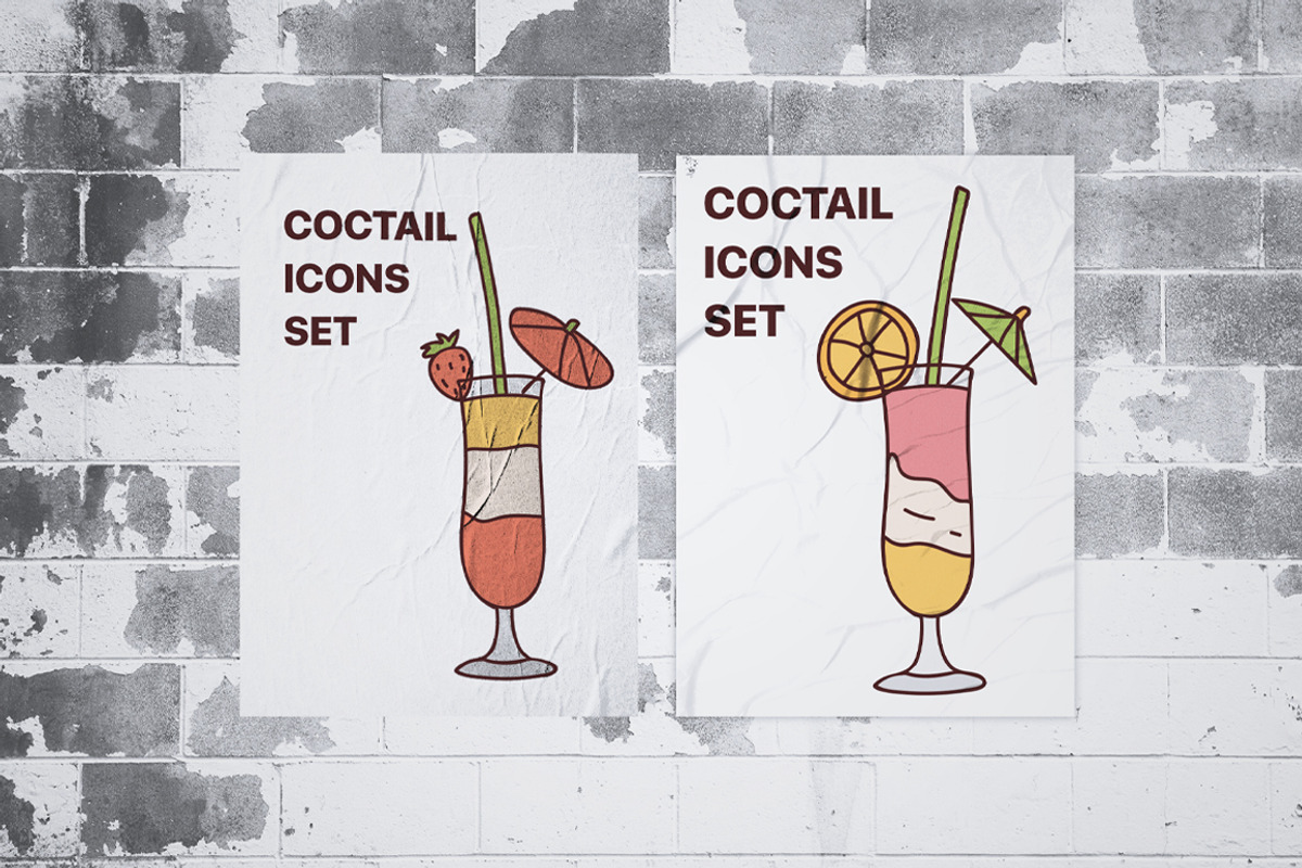 Cocktails doodle icons set, an Outline Icon by Gulnarart (Photo 4 of 5)