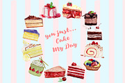 Watercolor Cakes - Cake My Day!, an Illustration by clairedelune (Thumbnail 6 of 6)