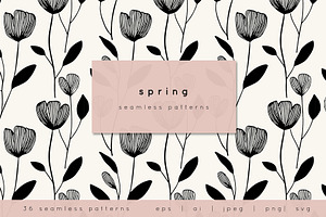 Spring Seamless Patterns Set