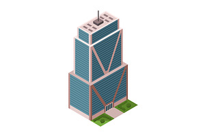 Office building, isometric, an Object Illustration by the8monkey
