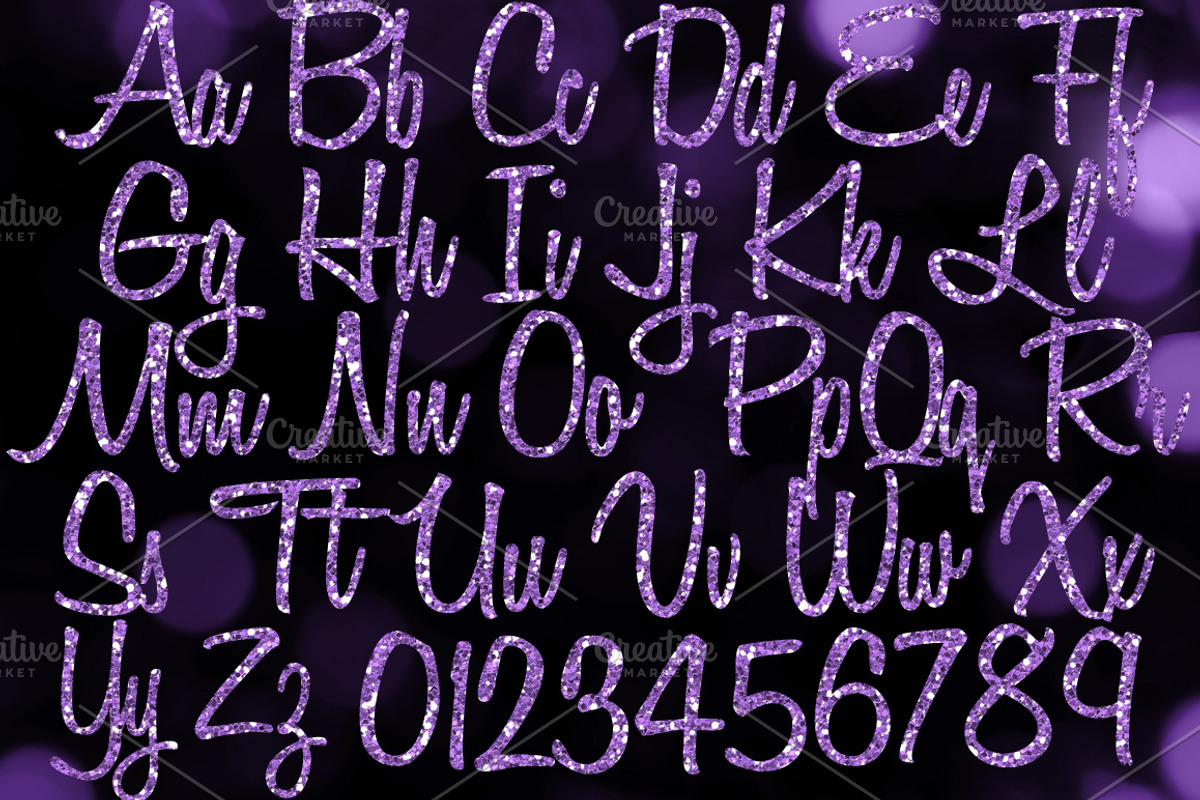 Purple Glitter Alphabet Clip Art, an Object Graphic by Paper Element (Photo 2 of 5)