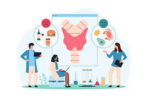 Comparison bad & good diets thyroid, a Food Illustration by Flashvector
