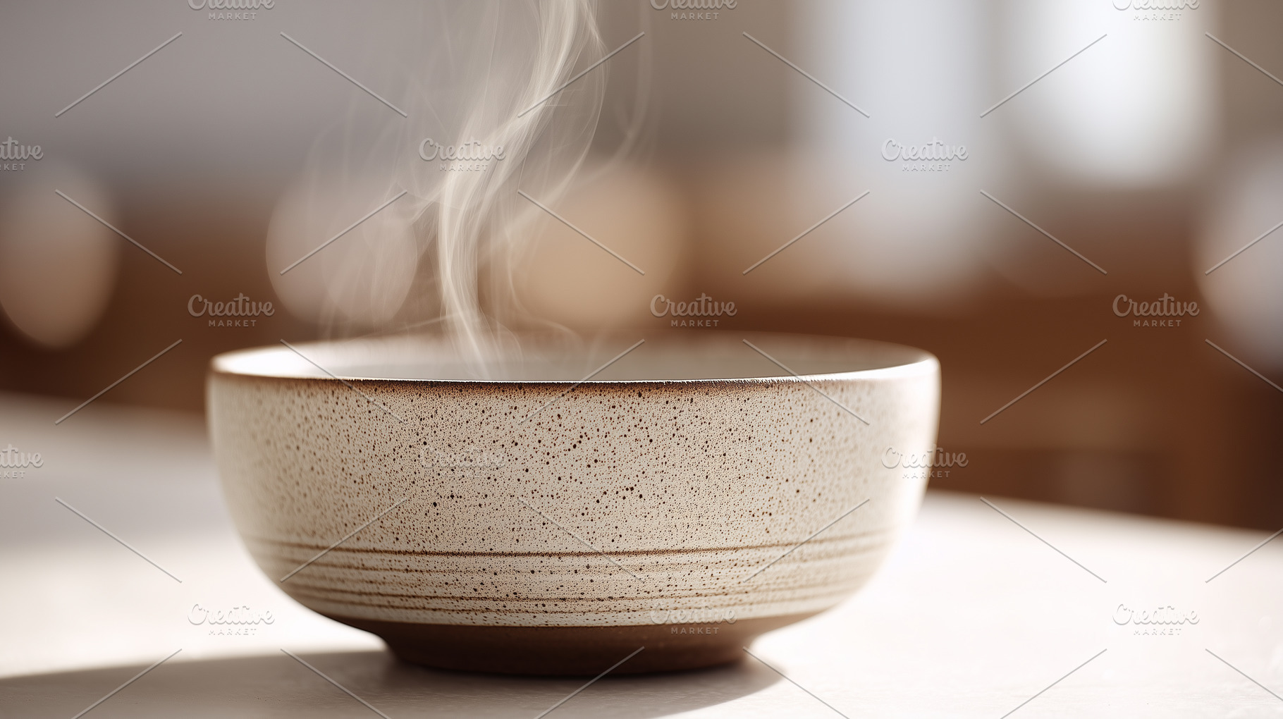 Steaming hot bowl of soup in ceramic, a Food & Drink Photo by MistyDay