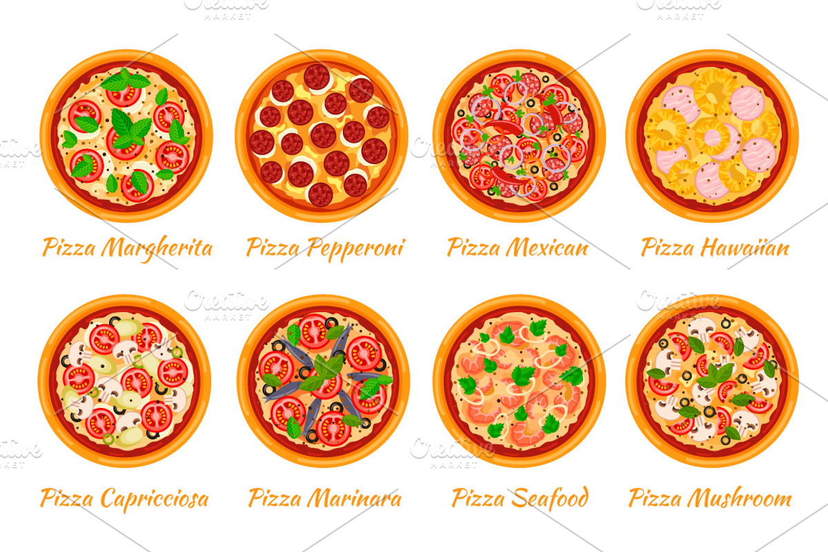 Vector pizza and ingredients, a Food Illustration by Mallinka (Photo 2 of 4)