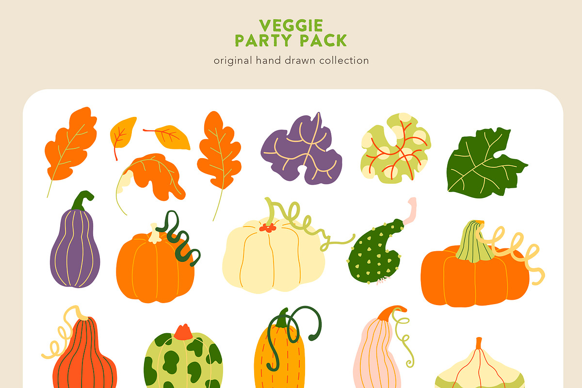 Veggie Party Pack, a Food Illustration by Volha Studio (Photo 7 of 10)
