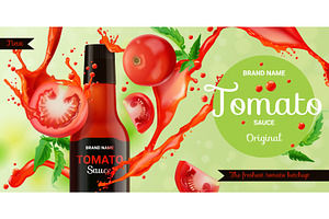 Ketchup ad. Realistic tomato sauce, a Food Illustration by Stock-Smart-Start