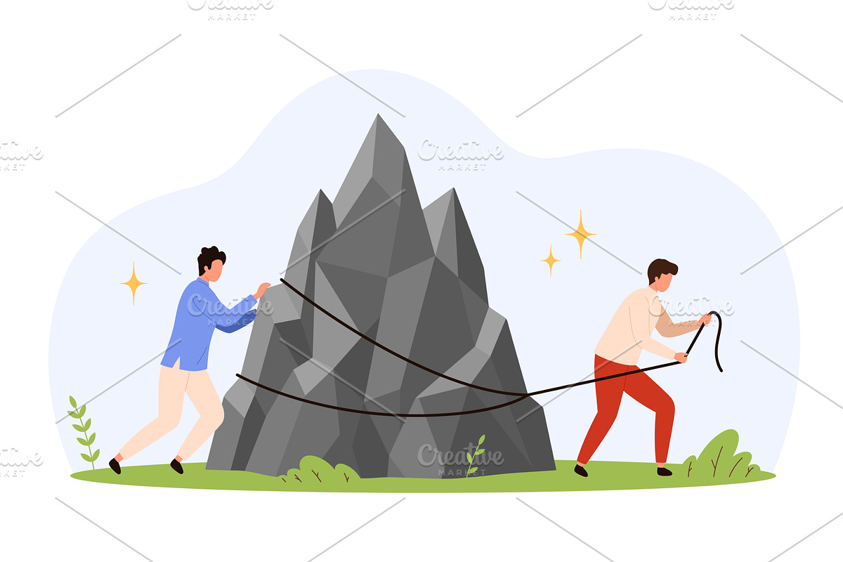 Struggling Impossible Task Mountain, a Person Illustration by Flashvector