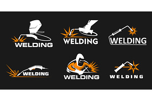 Weld icons, welder tools, an Object Illustration by Vector Tradition