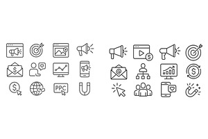 Collection of marketing icons, an Object Illustration by ZinetroN