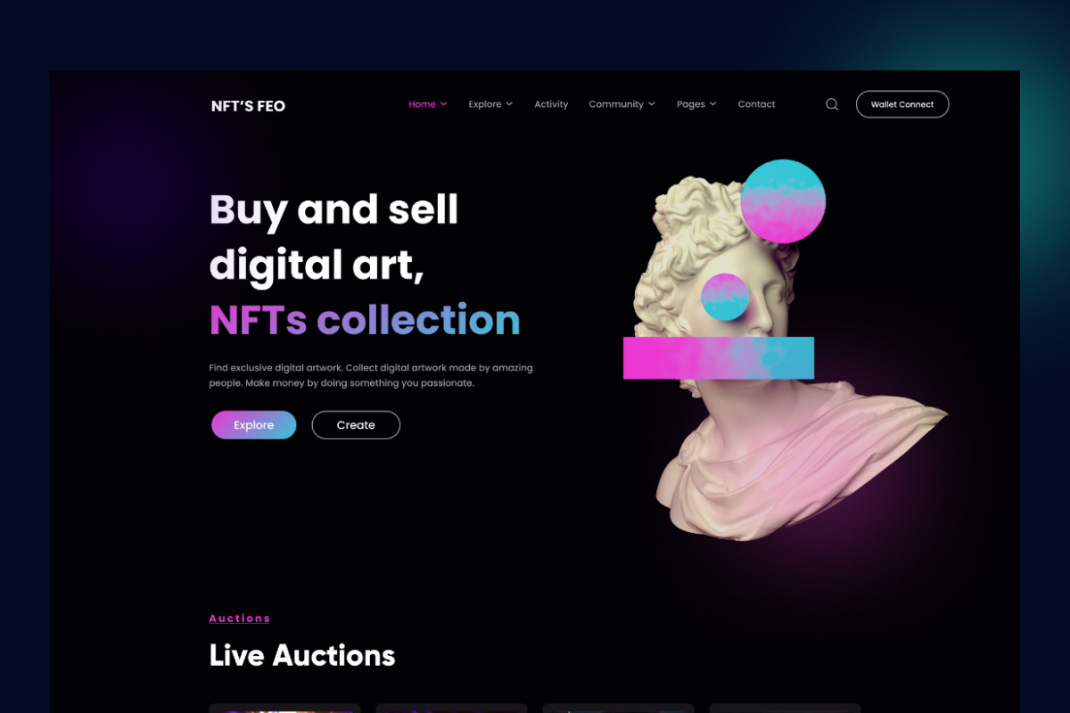 NFT’SFeo - Marketplace Website Templ, an UI Kit Template by ArtGalaxy (Photo 2 of 5)
