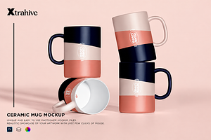 Set of Coffee Mugs Mockup, a Cups & Container Mockup by Xtrahive