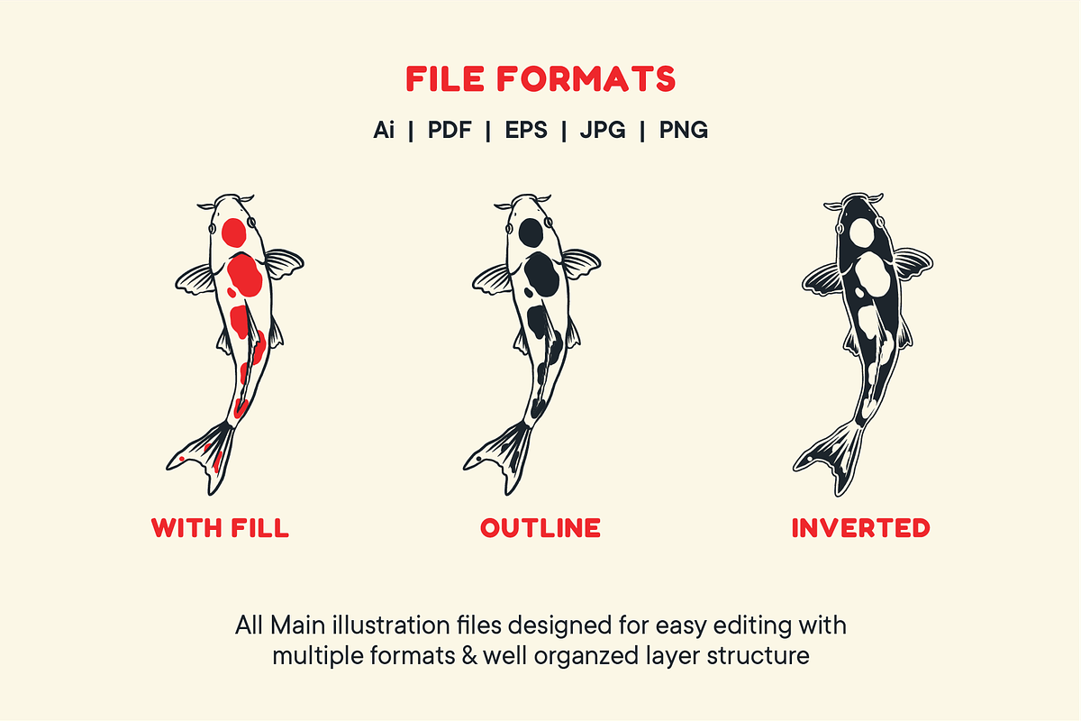 Koi Fish Japanese Carp Illustration, an Illustration by ARQAM Studio (Photo 4 of 10)