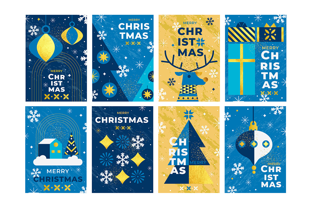 Elegant Blue and Gold Holiday Set, a Seasonal Illustration by Creative Graphics (Photo 5 of 9)