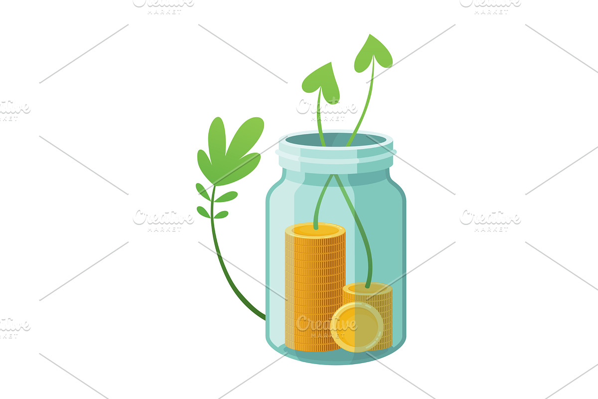 Investing bottle money, icon, a Finance Illustration by Things for designers