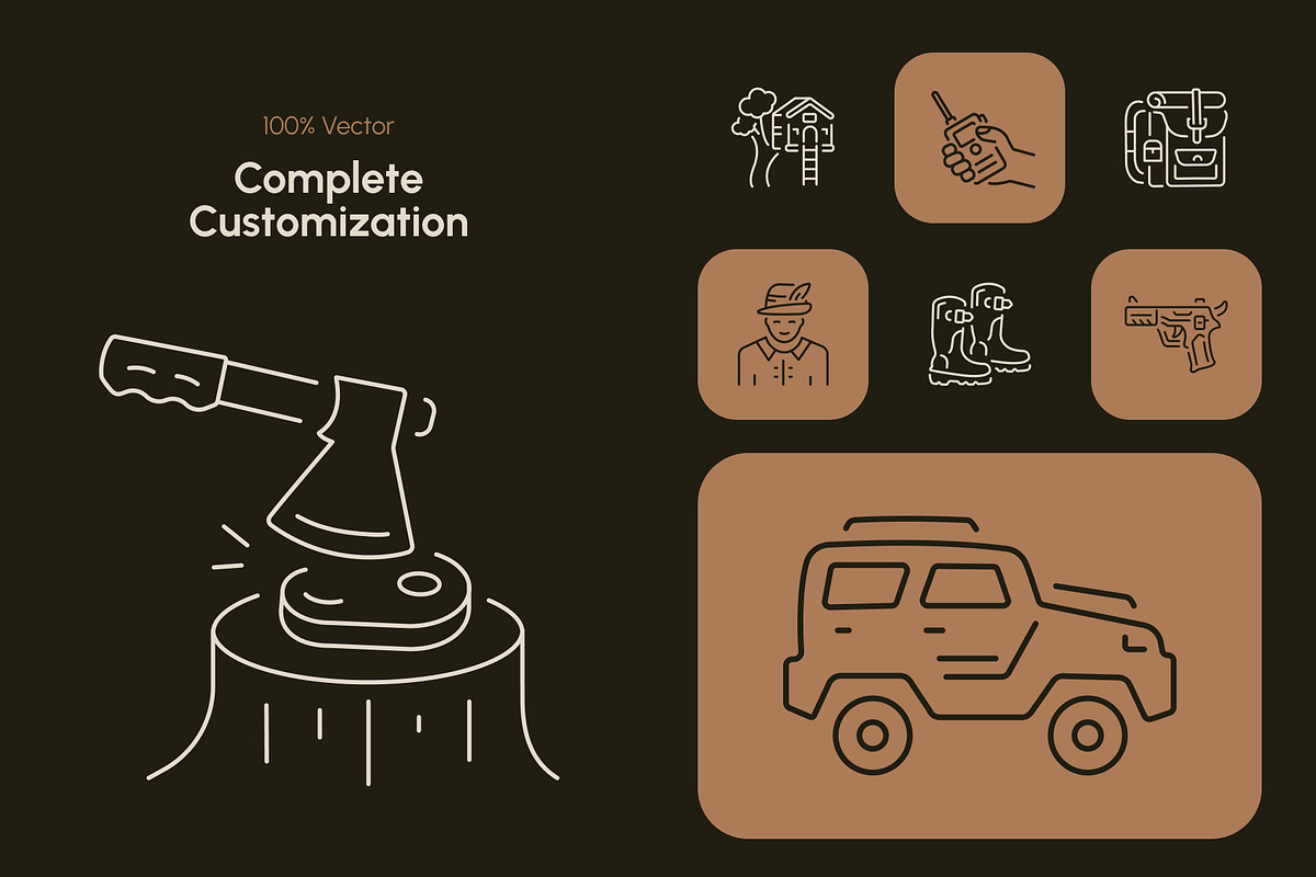 Hunting Icon Art Set, an Outline Icon by Prosymbols (Photo 5 of 7)