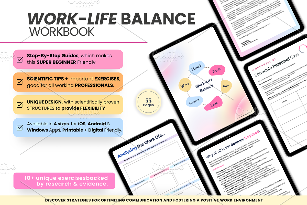Work Life Balance, Life Planner, a Print Template by PlannersByBee (Photo 1 of 3)