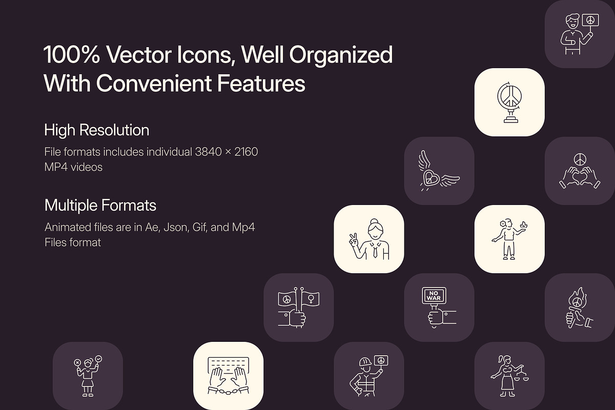 Animated Freedom Icon Art Set, an Outline Icon by Prosymbols (Photo 2 of 4)