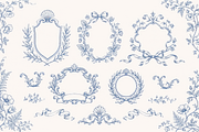 Vintage Toile Floral Frames Elements, an Object Graphic by Olya Creative (Thumbnail 3 of 12)