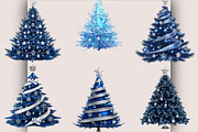 Blue Christmas Tree Clipart Bundle., a Seasonal Illustration by SVGArt (Thumbnail 2 of 5)