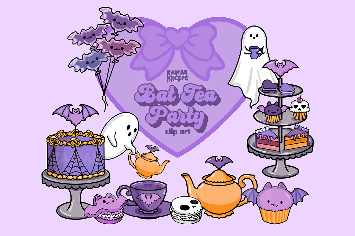 Pastel Goth Halloween Tea Party Bats