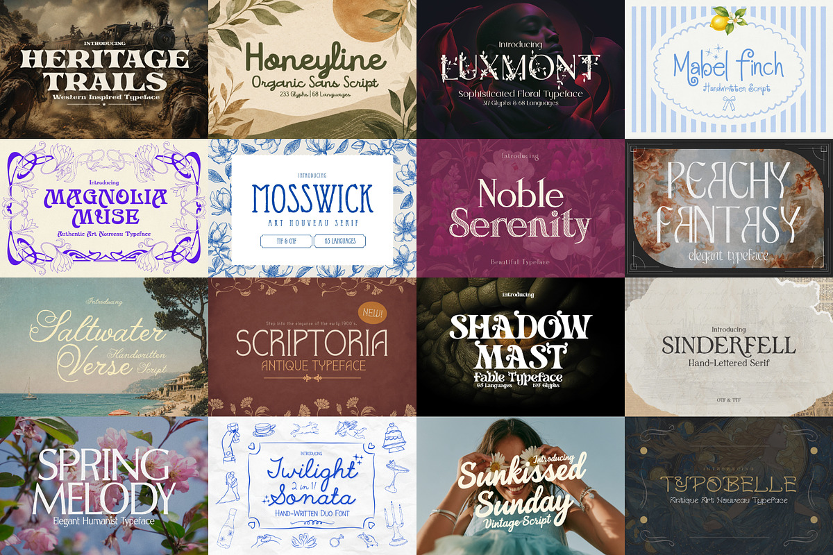 Cottagecore Font Bundle - 90 Fonts!, a Serif Font by HipFonts (Photo 2 of 20)