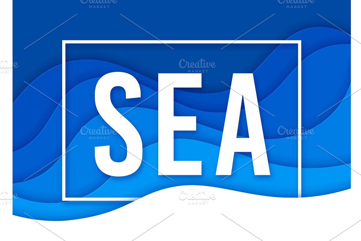 Papercut sea waves banner, a Decorative Illustration by Vector Tradition