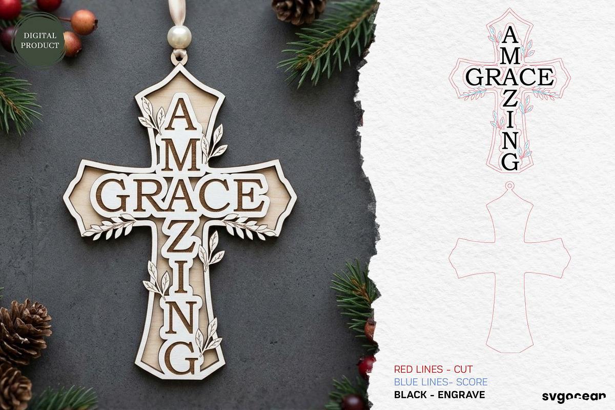 Christian Cross Ornament SVG Bundle, a Decorative Illustration by svgocean (Photo 9 of 11)