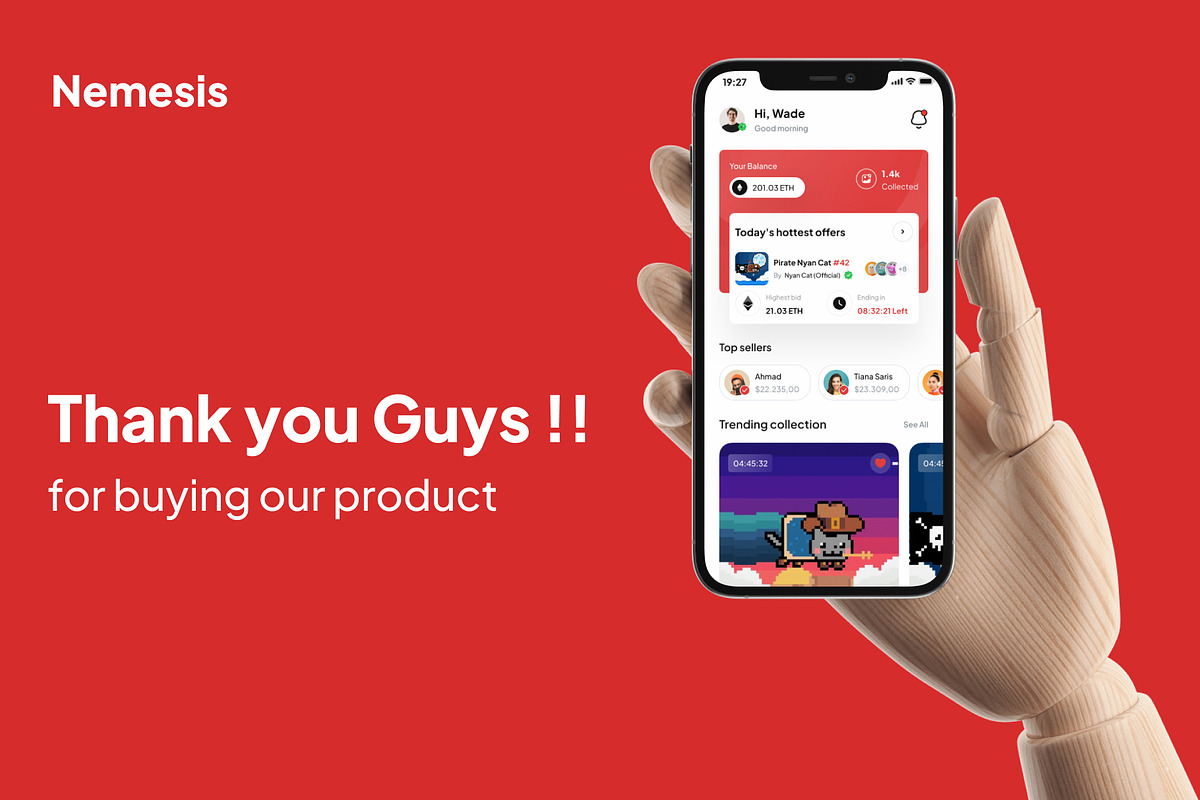 Nemesis - NFT Market Collection Apps, an UI Kit Template by Minialis (Photo 6 of 6)